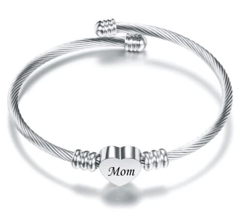 Mom Heart Cable Bracelet | Gold & Rose Gold & Silver