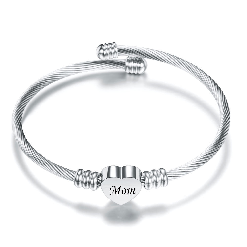 Mom Heart Cable Bracelet | Gold & Rose Gold & Silver
