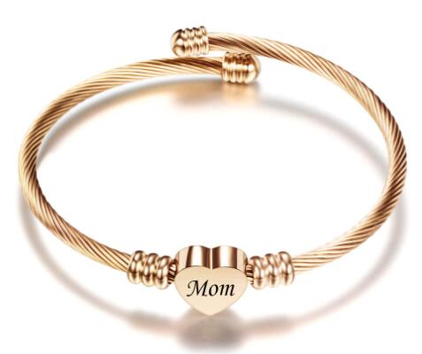 Mom Heart Cable Bracelet | Gold & Rose Gold & Silver