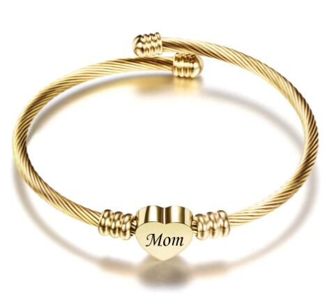 Mom Heart Cable Bracelet | Gold & Rose Gold & Silver