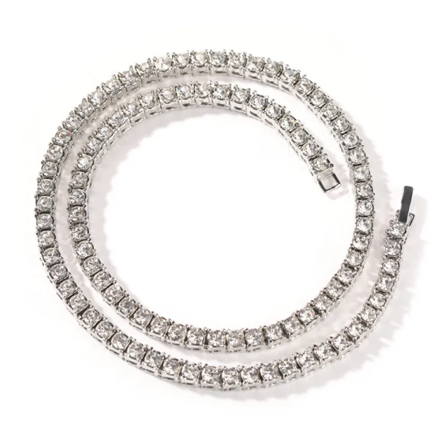 Crystal Tennis Chain Necklace | Gold & Silver